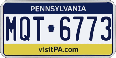 PA license plate MQT6773