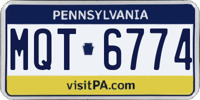 PA license plate MQT6774