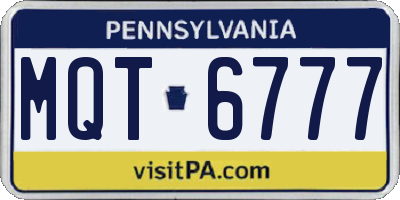 PA license plate MQT6777
