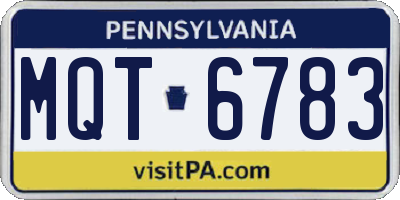 PA license plate MQT6783