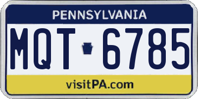 PA license plate MQT6785