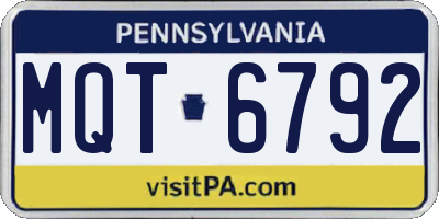 PA license plate MQT6792
