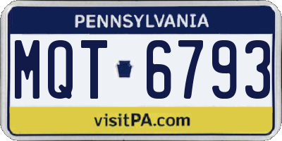 PA license plate MQT6793