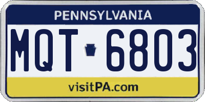 PA license plate MQT6803