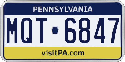 PA license plate MQT6847