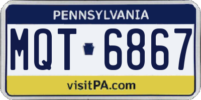 PA license plate MQT6867