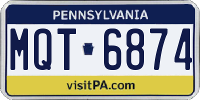 PA license plate MQT6874
