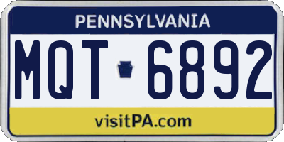 PA license plate MQT6892
