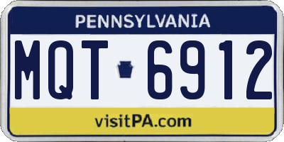 PA license plate MQT6912