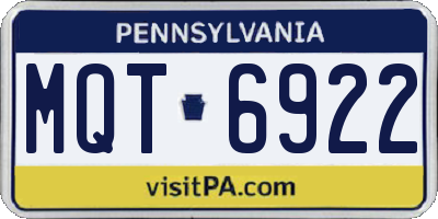 PA license plate MQT6922