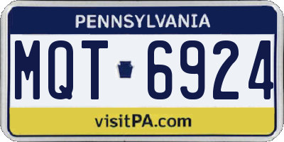 PA license plate MQT6924