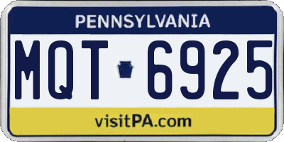 PA license plate MQT6925