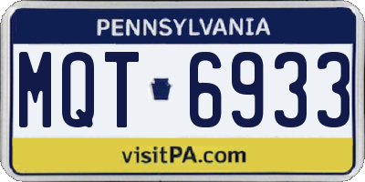 PA license plate MQT6933