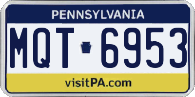 PA license plate MQT6953