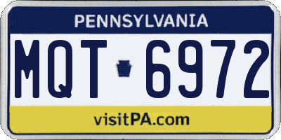 PA license plate MQT6972