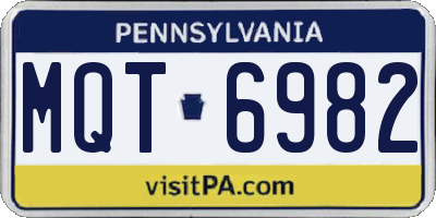 PA license plate MQT6982