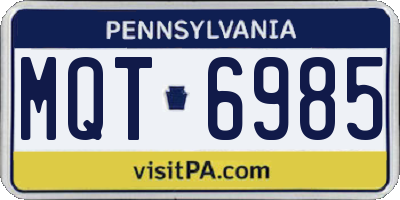 PA license plate MQT6985