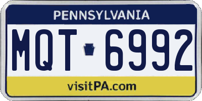 PA license plate MQT6992