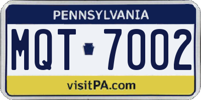 PA license plate MQT7002