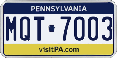 PA license plate MQT7003