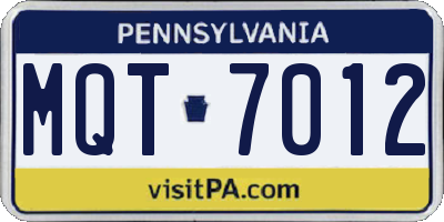 PA license plate MQT7012