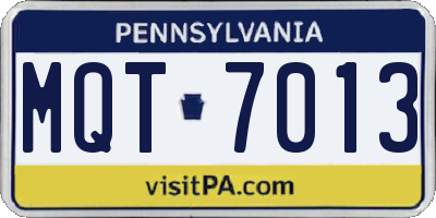 PA license plate MQT7013