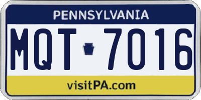 PA license plate MQT7016