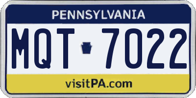 PA license plate MQT7022