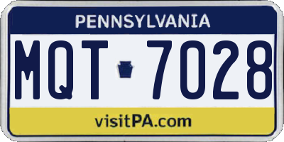 PA license plate MQT7028