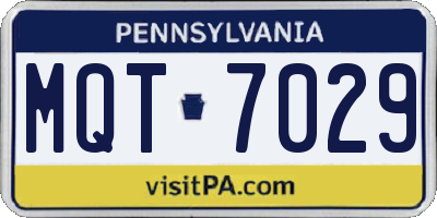 PA license plate MQT7029