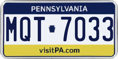 PA license plate MQT7033