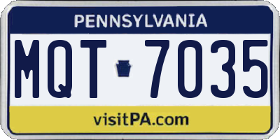 PA license plate MQT7035