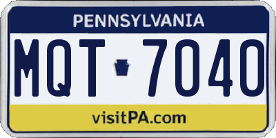 PA license plate MQT7040