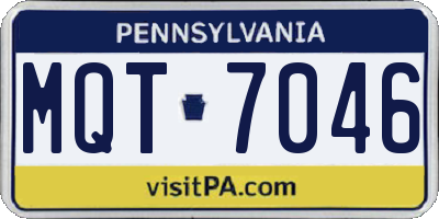 PA license plate MQT7046