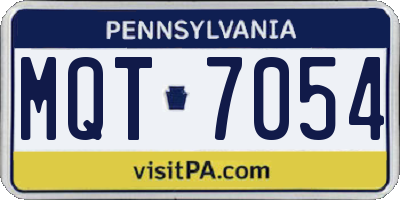 PA license plate MQT7054
