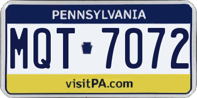 PA license plate MQT7072