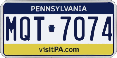 PA license plate MQT7074