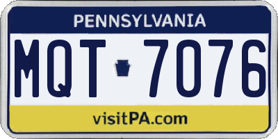 PA license plate MQT7076