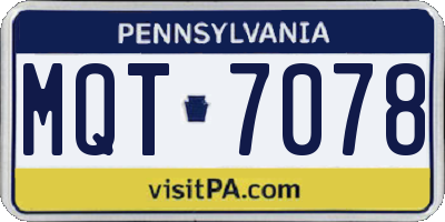 PA license plate MQT7078