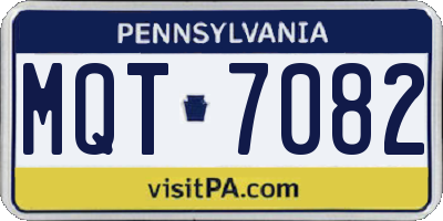 PA license plate MQT7082
