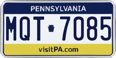 PA license plate MQT7085