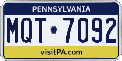 PA license plate MQT7092