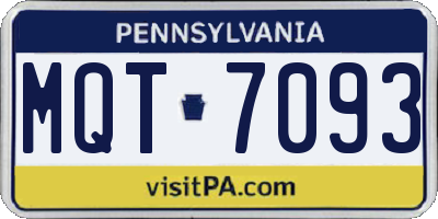 PA license plate MQT7093