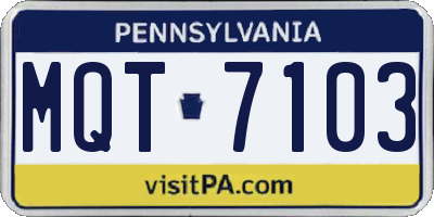 PA license plate MQT7103