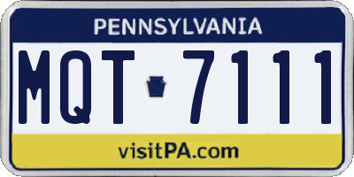 PA license plate MQT7111