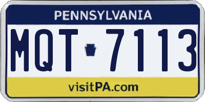 PA license plate MQT7113