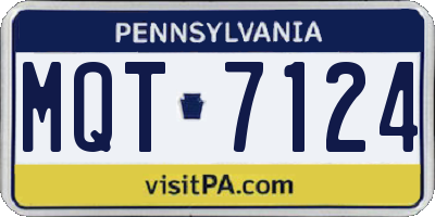 PA license plate MQT7124