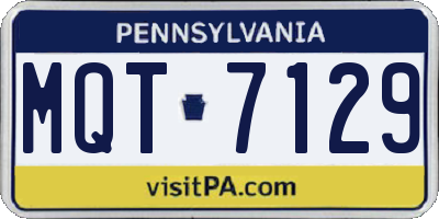 PA license plate MQT7129