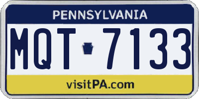 PA license plate MQT7133