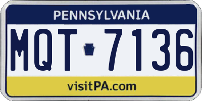 PA license plate MQT7136